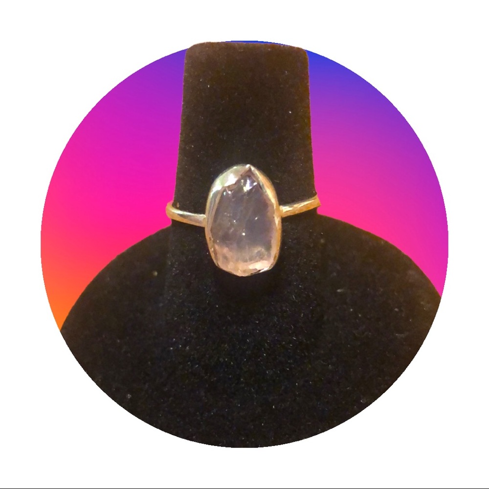 New rose quartz sterling silver ring
